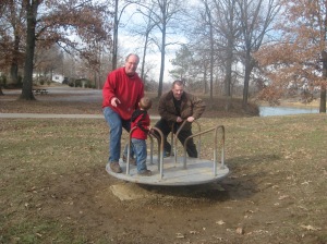 Grown men playing at the park! 